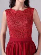 Burgundy Chiffon Lace Mother Of The Bride Dress