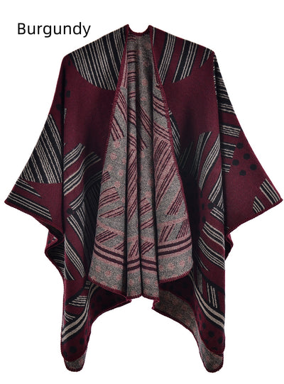 Retro Cashmere-like Padded Warm Knitted Cloak Scarf