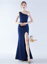 One Shoulder Split Parom Dress