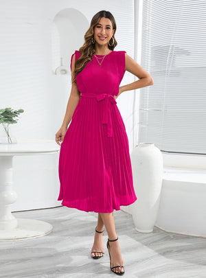 Lotus Leaf Sleeve Pleated Dress