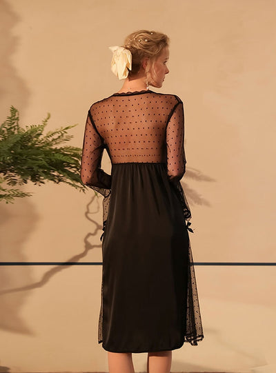 Sexy Ice Silk Mesh Polka Dot Pajamas