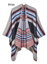 Retro Travel Cloak Jacquard Warm Split Scarf