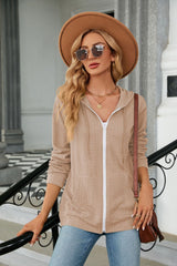 Loose Long Sleeve Zipper Pocket Coat