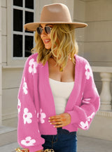 Knitted Flower Cardigan Sweater Coat