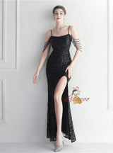 Mermaid Sequins Spaghetti Straps Beading Prom Dress