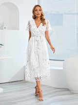 Mesh Sequins Slim V-neck Long Dress