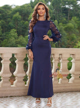 Contrasting Lantern Sleeve Party Dress