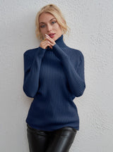 Solid Color Fashion High Neck Sweater