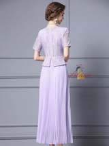 Pink Short Sleeve 3D Flower Mother Of The Bride Dress