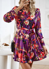 Printed Long-sleeved Shirt Dress