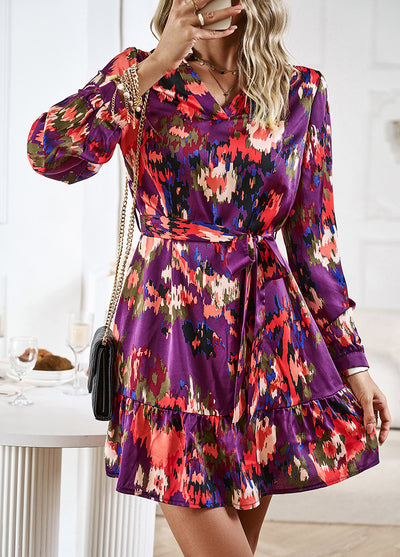 Printed Long-sleeved Shirt Dress