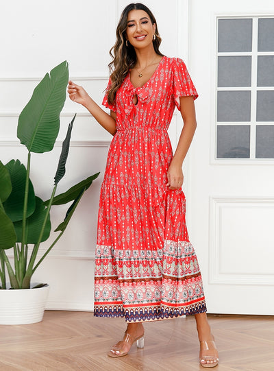 Summer Bohemian Retro Printed Beach Dress