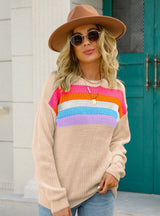 Thin Stitching Color Pullover Sweater