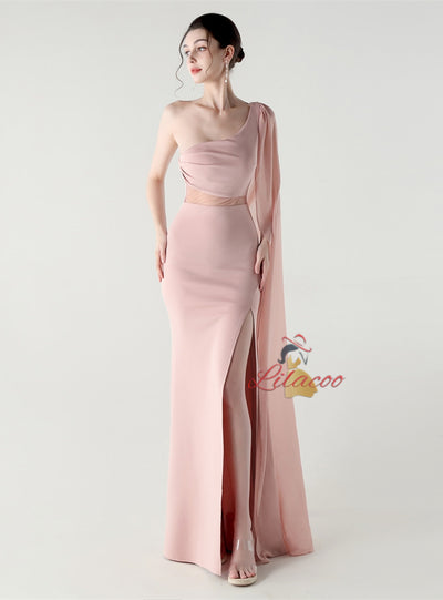 One Shoulder Mermaid Split Prom Dress