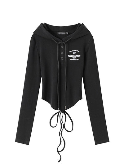 Hooded Sexy Backless Long Sleeve T-shirt