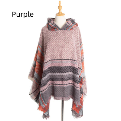 Women Cape Hooded Shawl Cloak