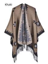 Flower Knit Cardigan Tassel Split Warm Cloak