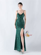 Mermaid Sequins Spaghetti Straps Prom Dress
