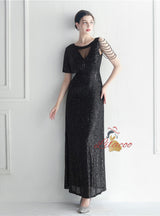 Scoop Neck Sequins Beading Prom Dress