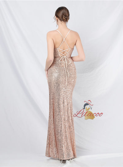 Mermaid Sequins Spaghetti Straps Prom Dress