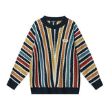 Colored Striped Loose Round Neck Sweater