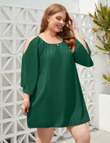 Large Size Round Neck Split Dress