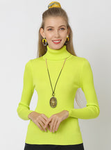 Solid Color High Neck Sweater