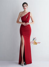 One Shoulder Split Prom Dress
