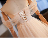 Champagne Tulle Lace Split Wedding Dress