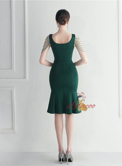 Short Straps Beading Prom Dress