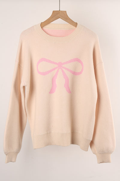 Long Sleeve Bow Knit Sweater