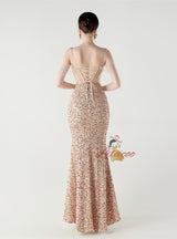 Mermadi Sequins Spaghetti Straps Beading Prom Dress