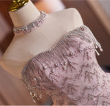 Pink Tulle Sequins Beading Homecoming Dress
