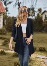 Solid Color Loose Long Sleeve Pocket Top