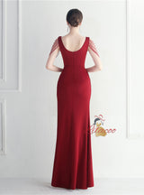 Straps Split Beading Prom Dress