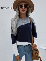 Loose Round Neck Striped Sweater