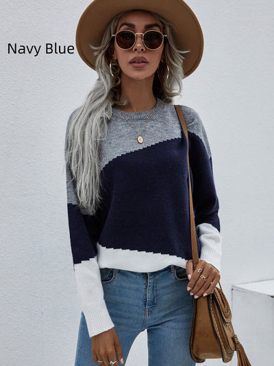Loose Round Neck Striped Sweater