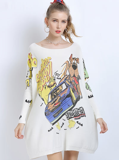 Long Sleeve Dog Print Sweater