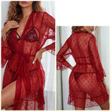 Mesh Perspective Ruffled Nightgown Pajamas
