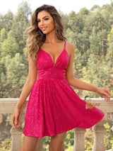 Sequined Pleated Suspender Dress