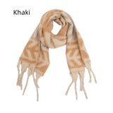 Women Thick Fringed Leaf Scarf