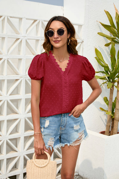 Loose Casual V-neck Short Sleeve T-shirt
