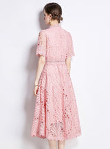 Women Short Sleeve Lace Dress