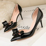 Stiletto-heeled Bow Side Hollow Shoes