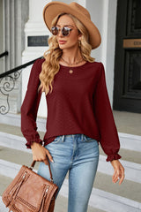 Loose Round Neck Long Sleeve Splicing T-shirt