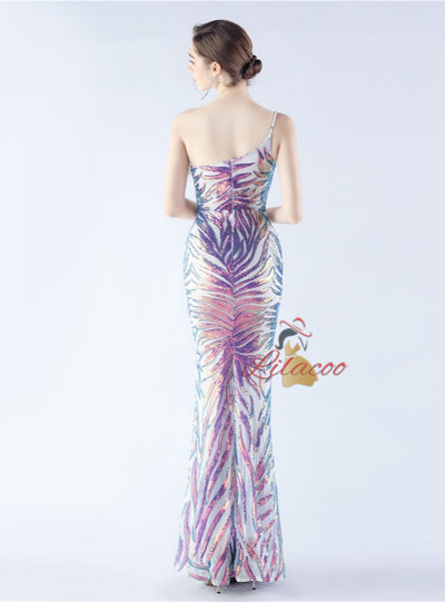 Mermaid Sequins One Shoulder Prom Dress
