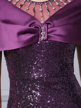 Gold Sequins Beading Crystal Mother Of The Bride Dress