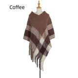 Thick Fringed Plaid Pullover Cloak
