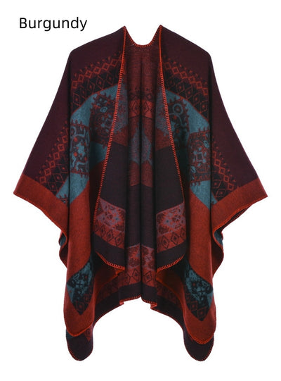 Retro Split Warm Cashmere Scarf Cloak