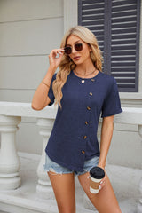 Solid Color Short-sleeved Round Neck T-shirt